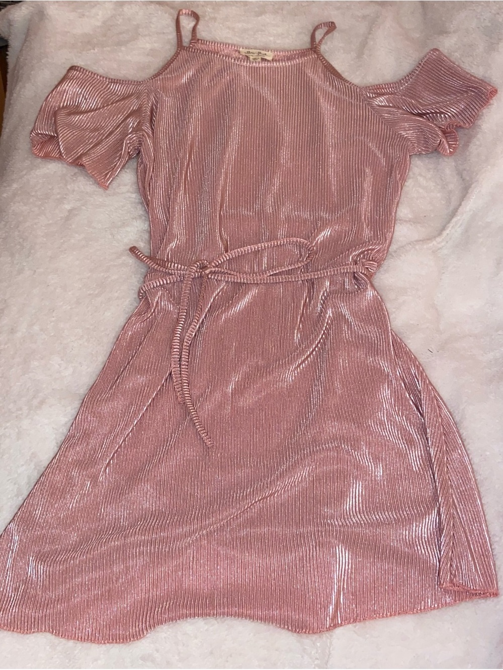 Ultra Flirt Rose Pink Cold-Shoulder Mini Dress with Waist Tie
